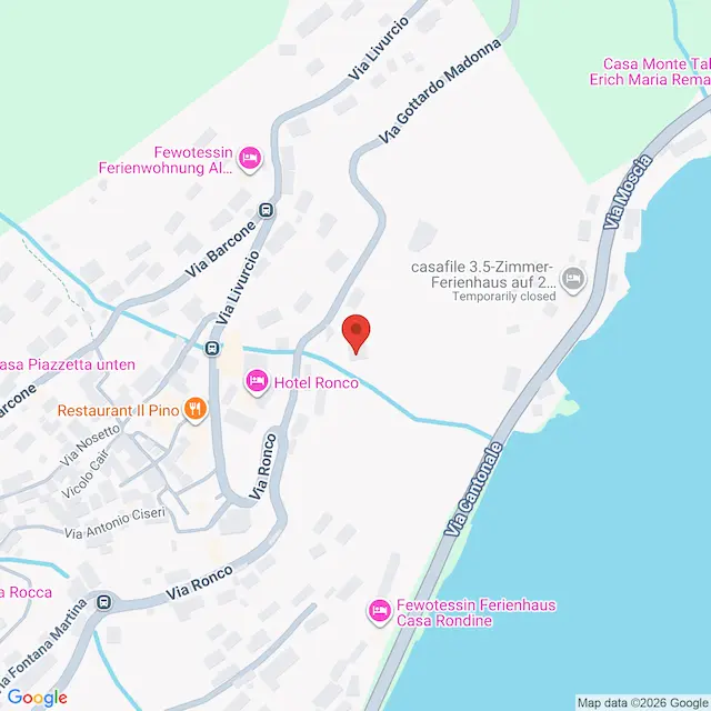 Karte mit dem Standort der Villa La Gioia in Ronco sopra Ascona