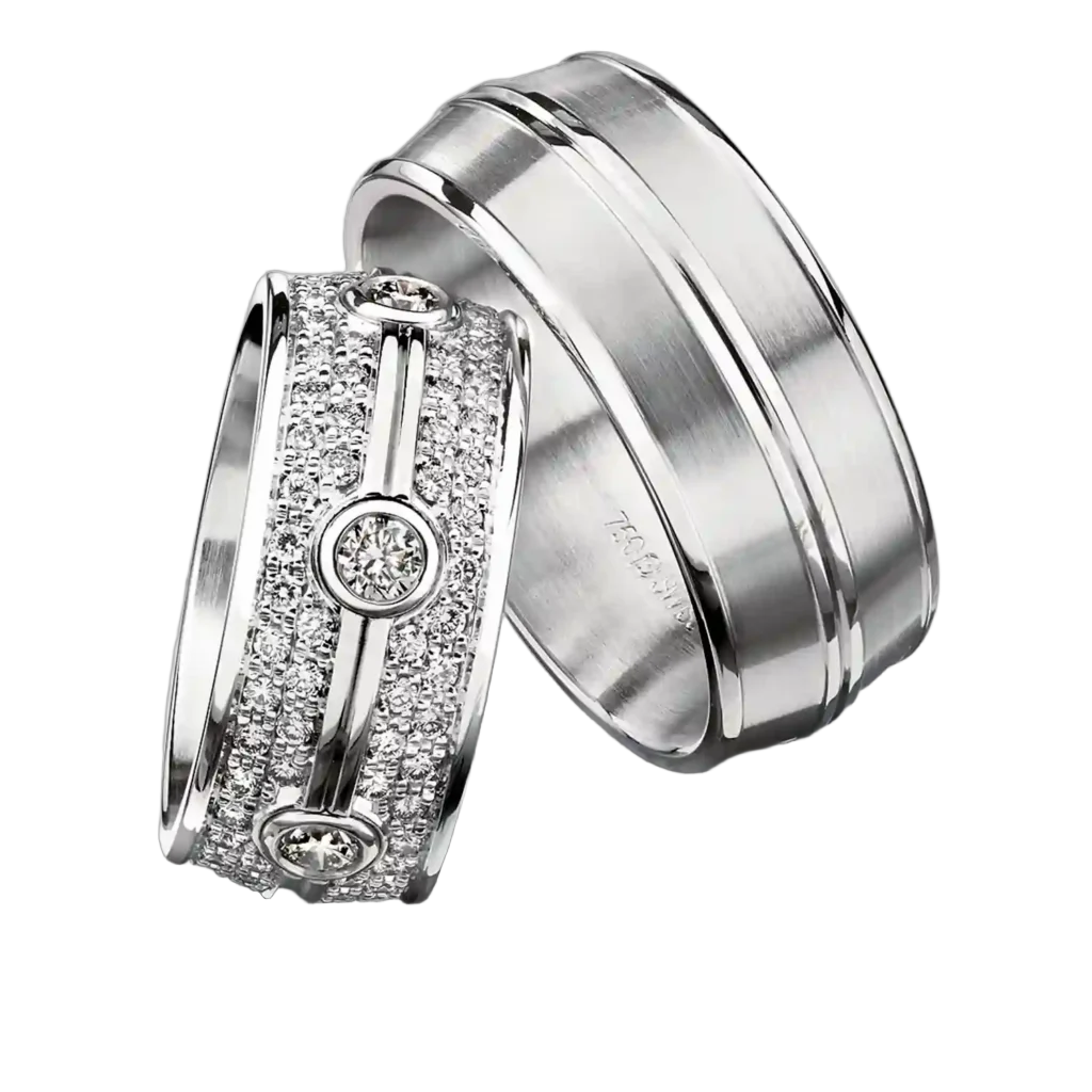 Furrer Jacot Wedding Ring Set 750 White Gold | 126 Brilliant-Cut Diamonds 1.524 ct
