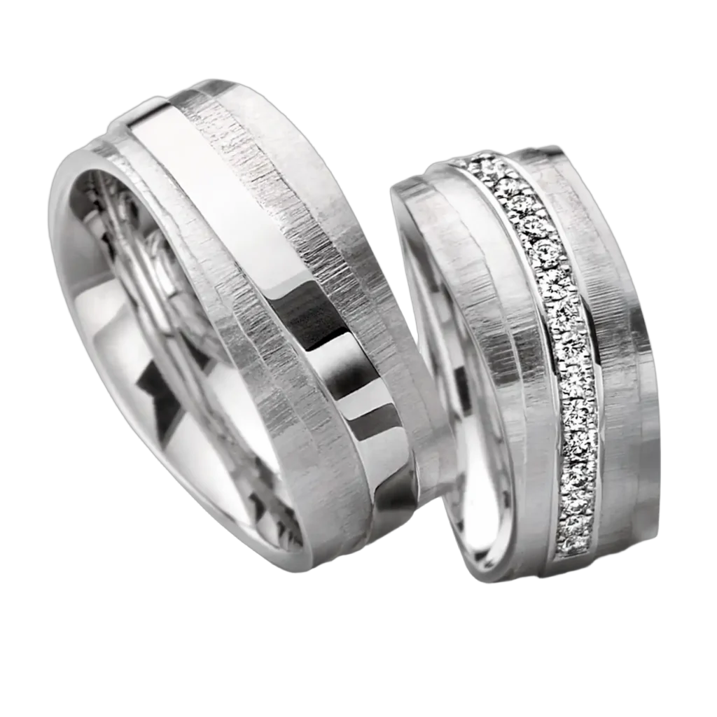 Furrer Jacot Wedding Ring Set 750 White Gold | 40 Brilliant-Cut Diamonds 0.480 ct
