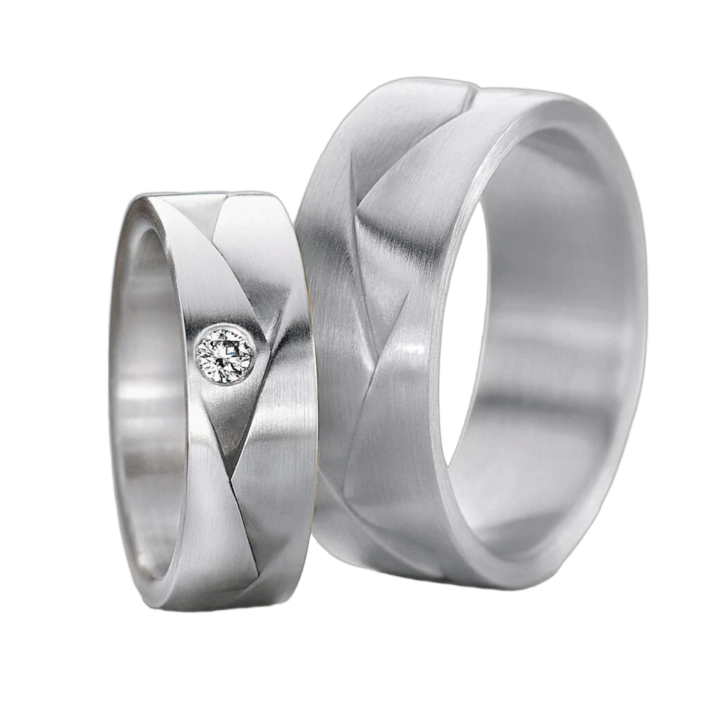 Furrer Jacot Wedding Ring Set 750 White Gold | 1 Diamond