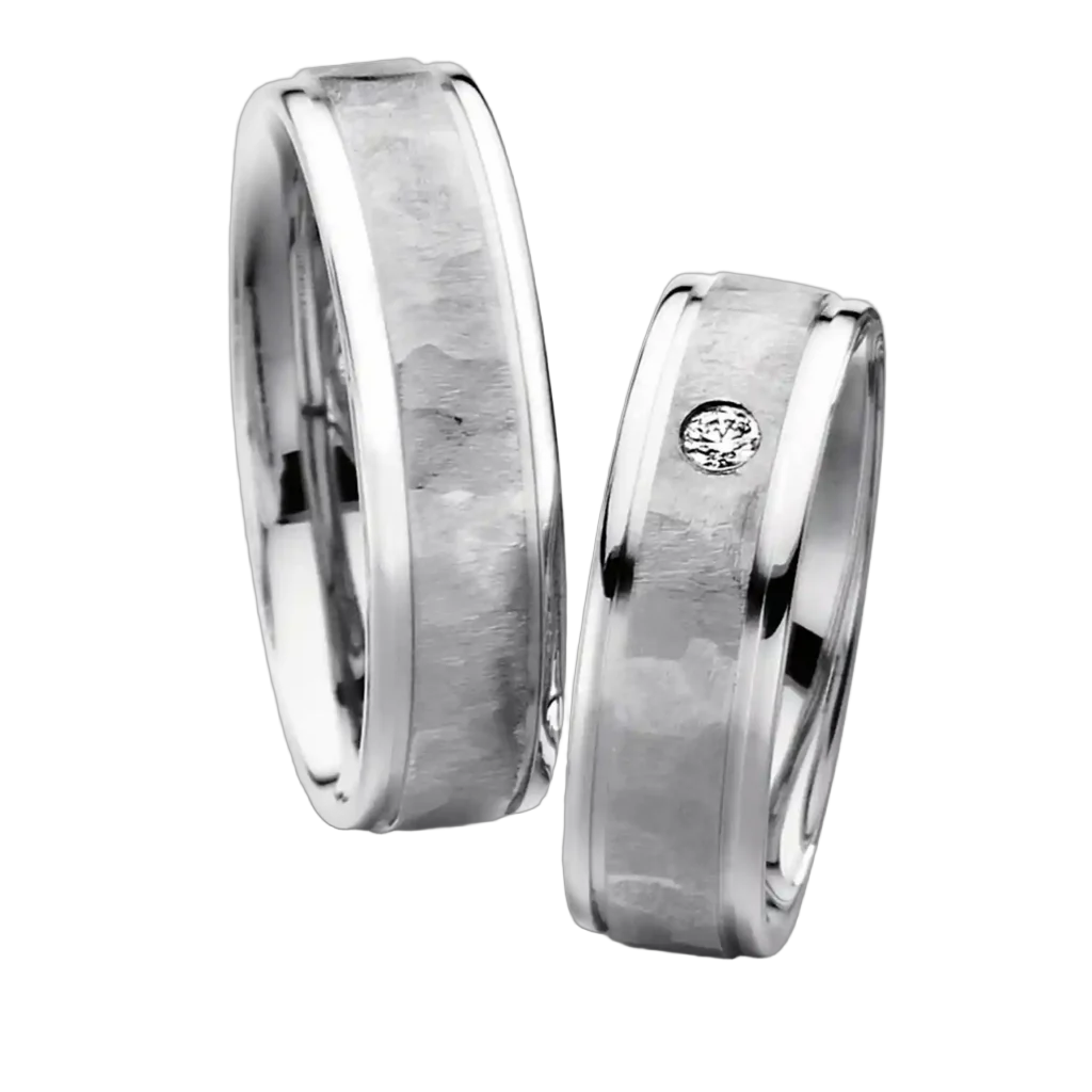 Furrer Jacot Wedding Ring Set 750 White Gold | 1 Diamond 0.040 ct