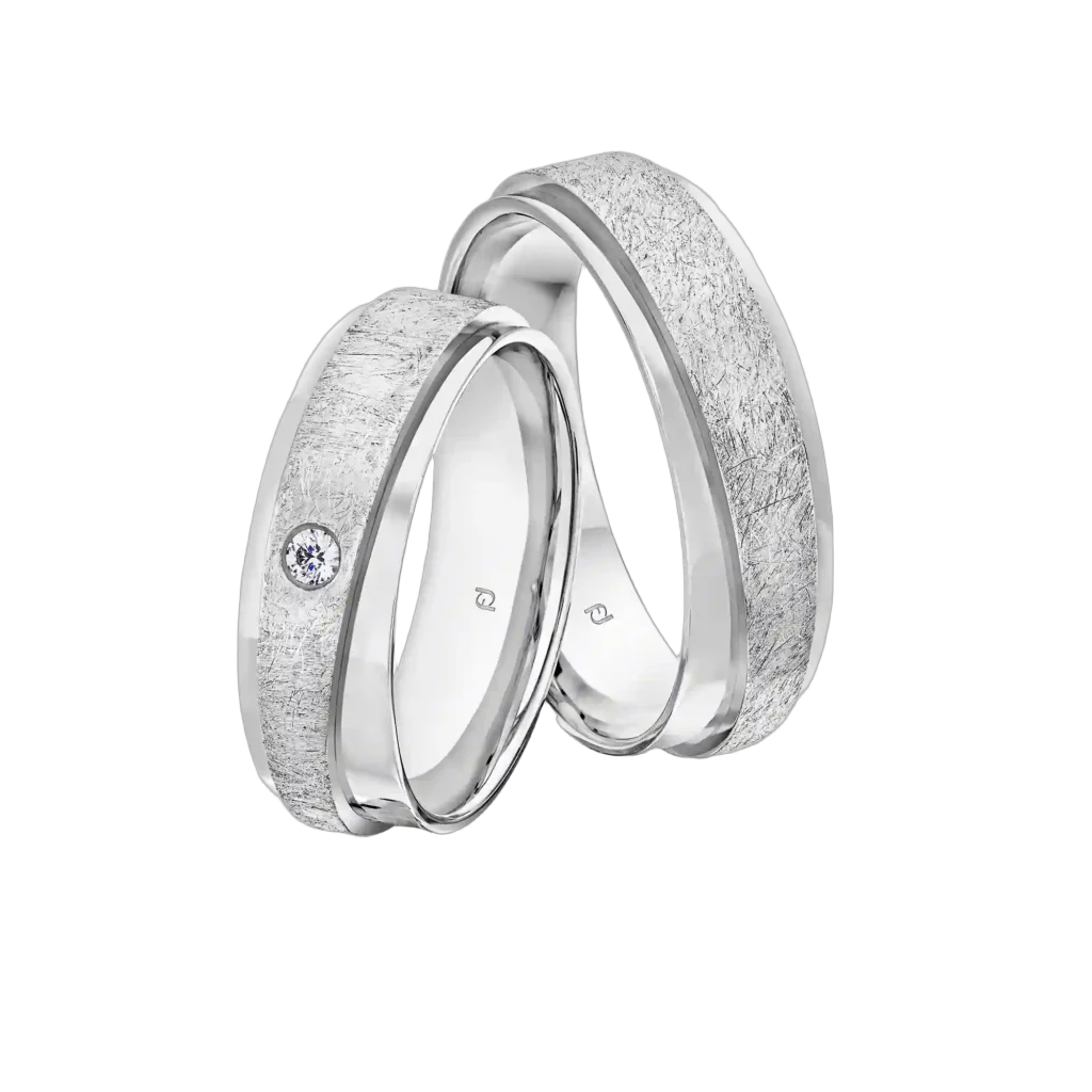 Furrer Jacot Wedding Ring Set 750 White Gold | 1 Diamond