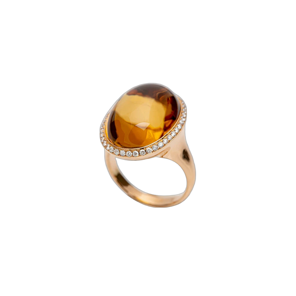 Takara Ring honey quartz and Diamonds