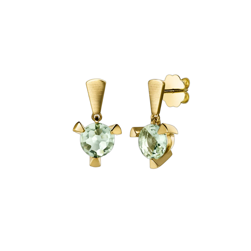 Takara Earrings Flowercut Green Prasiolite