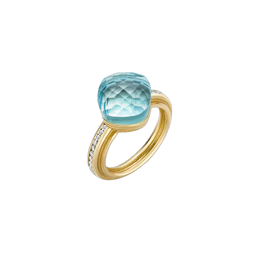 Takara Exclusive Ring with Blue Topaz and Diamonds