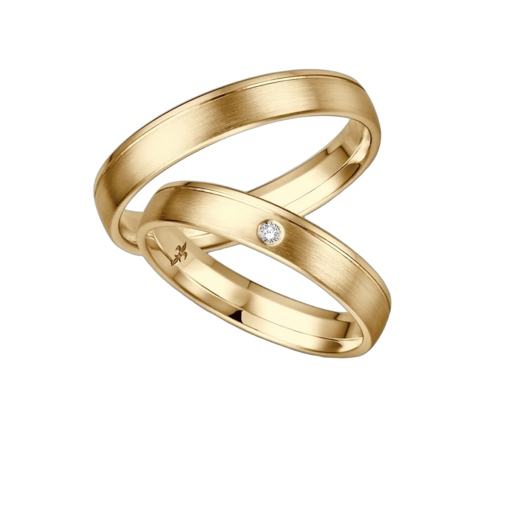 Giloy Wedding Ring Set Danielle | 750 Yellow Gold | 1 Diamond