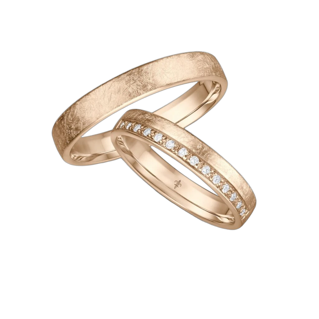Giloy Wedding Ring Set Colette | 750 Rose Gold | 14 Brilliant-Cut Diamonds
