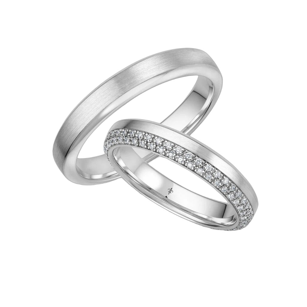 Giloy Wedding Ring Set Natalie | 750 White Gold | 90 Brilliant-Cut Diamonds