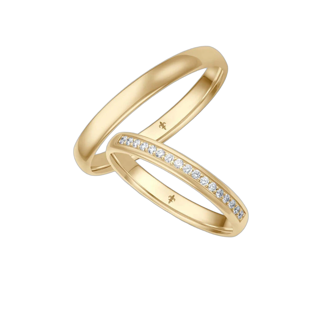 Giloy Wedding Ring Set Léa | 750 Yellow Gold | 17 Brilliant-Cut Diamonds
