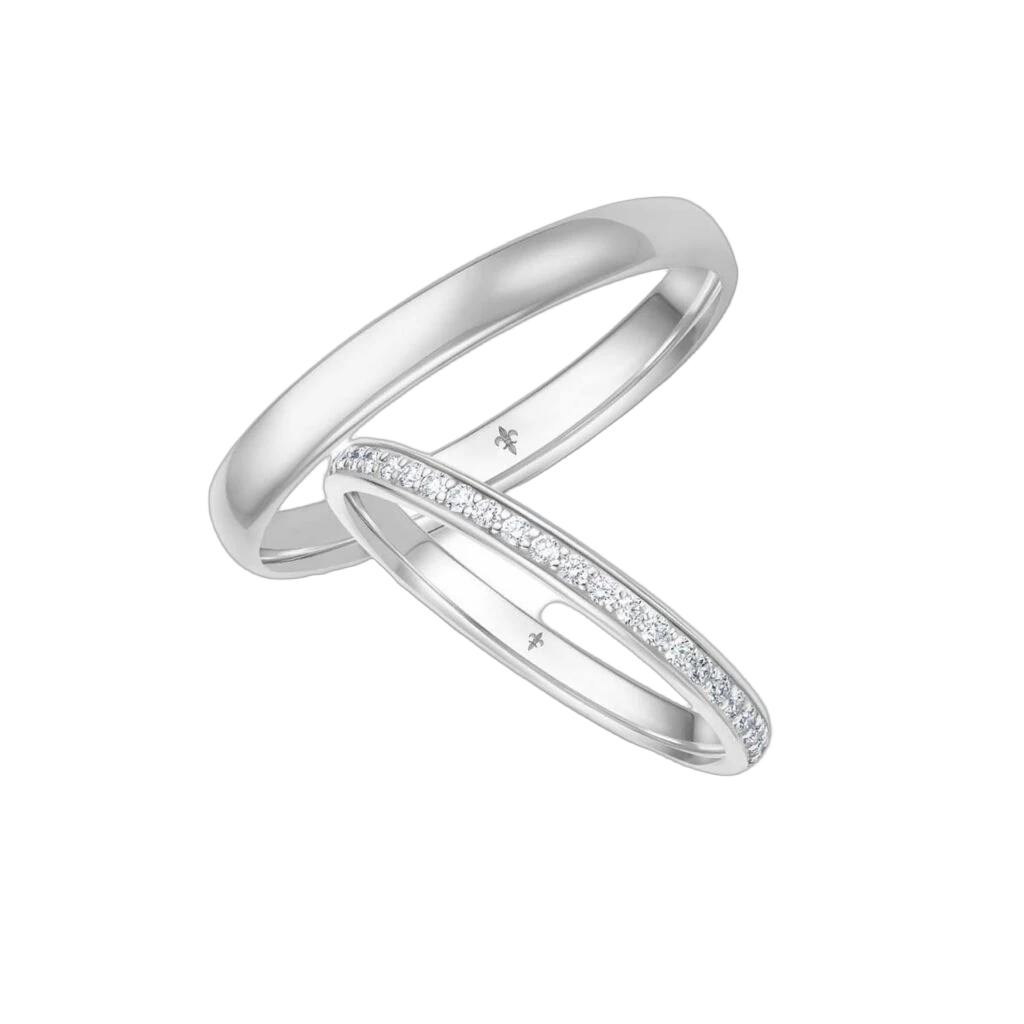Giloy Wedding Ring Set Alice | 750 White Gold | 47 Brilliant-Cut Diamonds