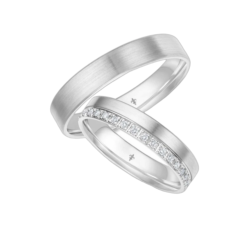 Giloy Wedding Ring Set Lilou | 750 White Gold | 34 Brilliant-Cut Diamonds