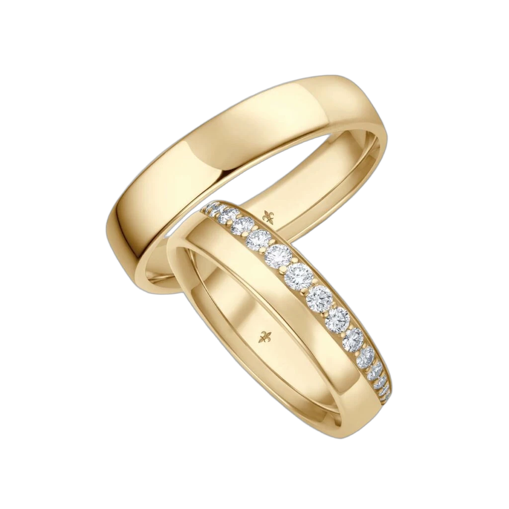 Giloy Wedding Ring Set Leni | 750 Yellow Gold | 19 Brilliant-Cut Diamonds