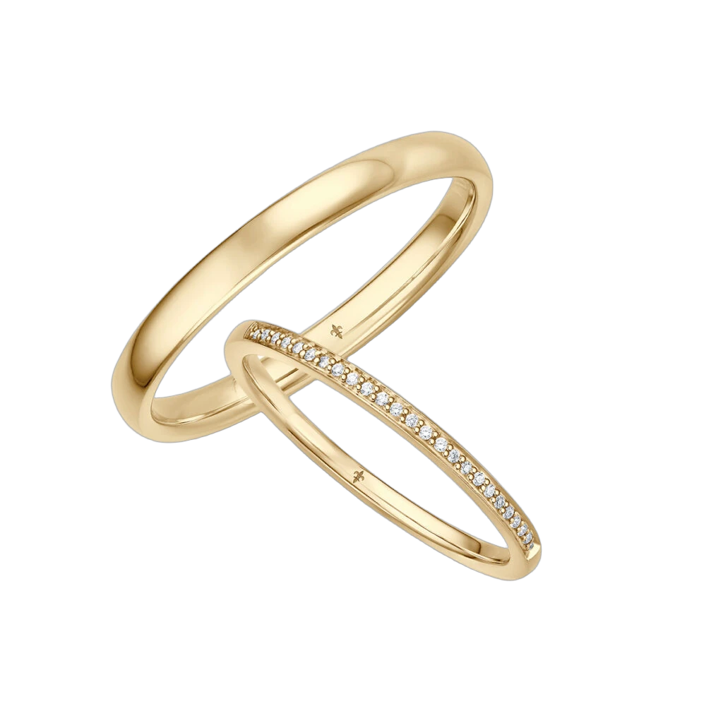 Giloy Tiny Wedding Ring Set 750 Yellow Gold | 25 Brilliant-Cut Diamonds
