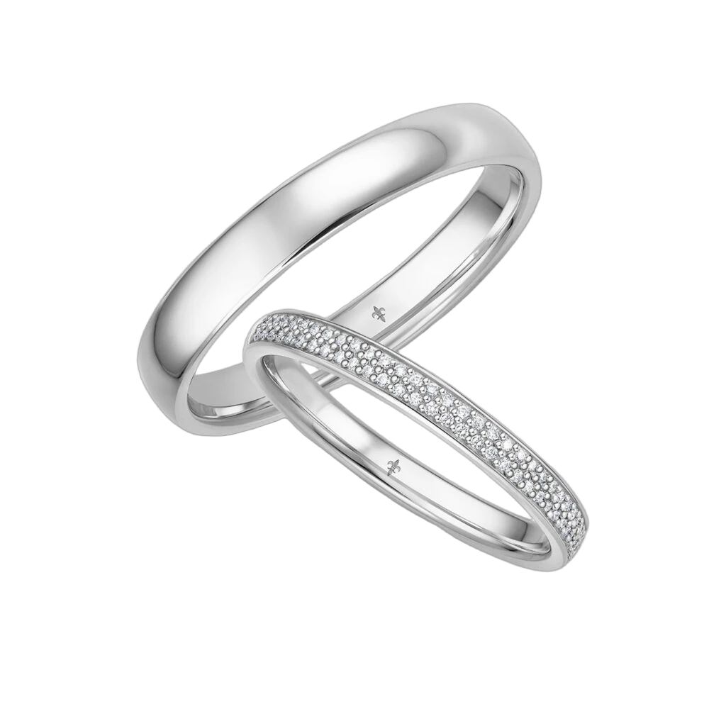 Giloy Wedding Ring Set TinyTwo | 750 White Gold | 64 Brilliant-Cut Diamonds