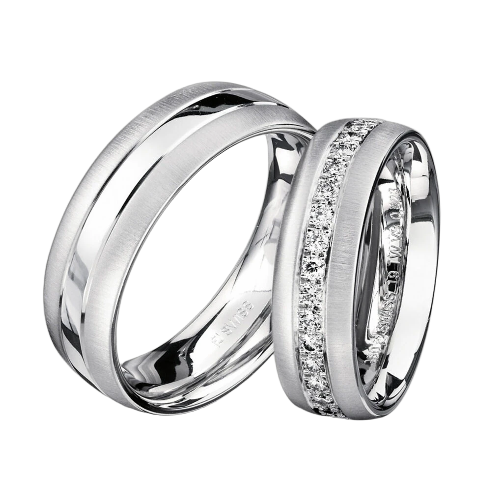 Furrer Jacot Wedding Ring Set 950 Platinum | 17 Brilliant-Cut Diamonds