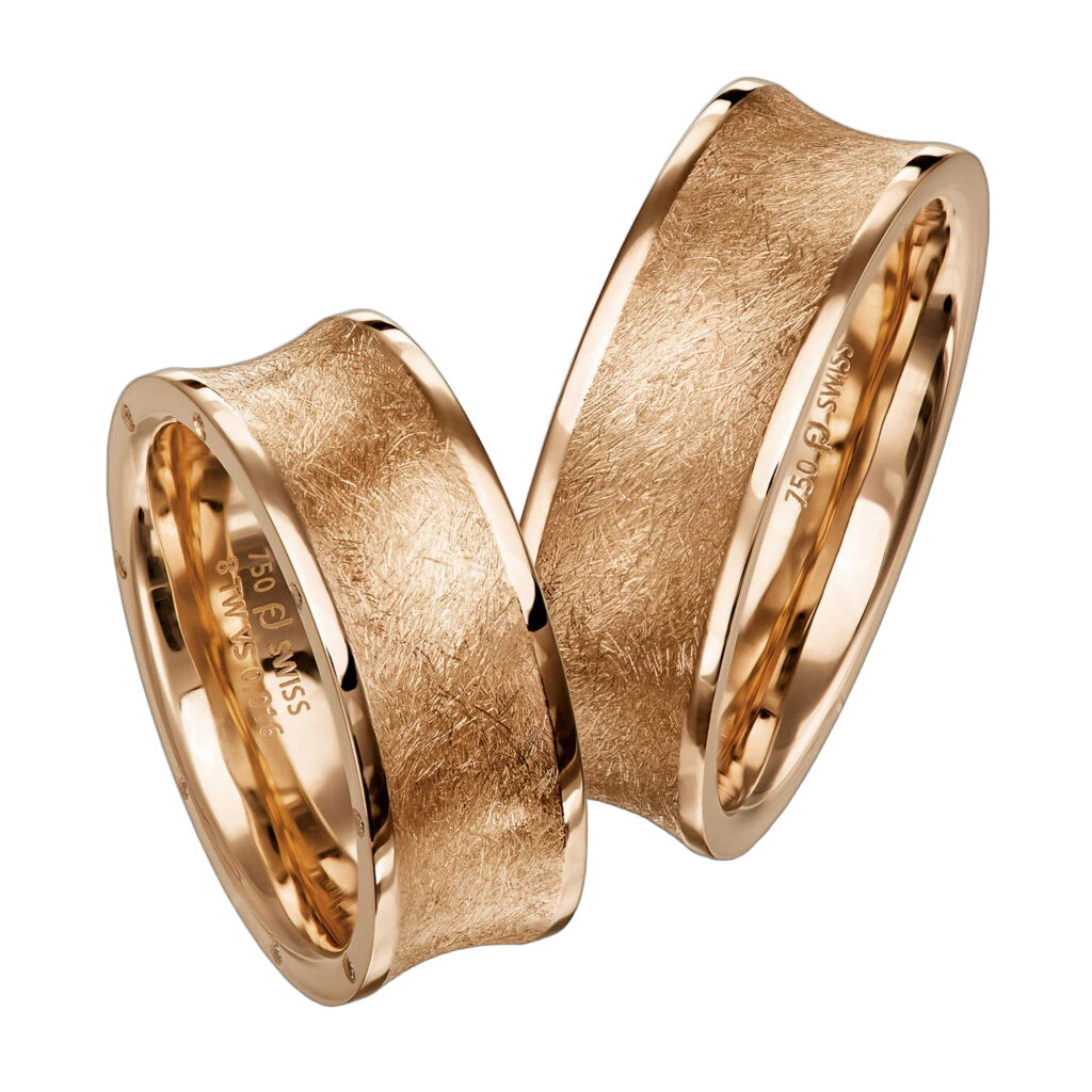 Furrer Jacot Wedding Ring Set 750 Rose Gold | 8 Brilliant-Cut Diamonds