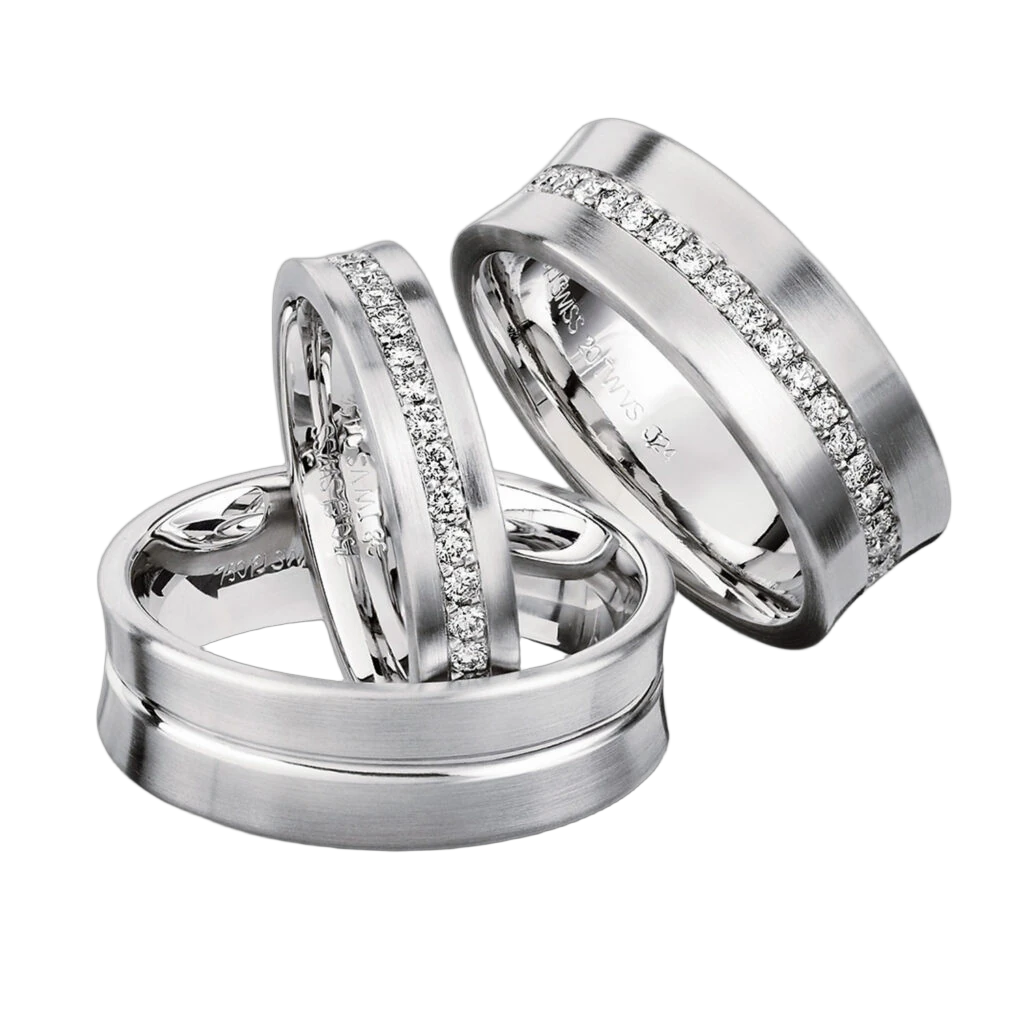 Furrer Jacot Wedding Ring Set 750 White Gold | 20 Brilliant-Cut Diamonds