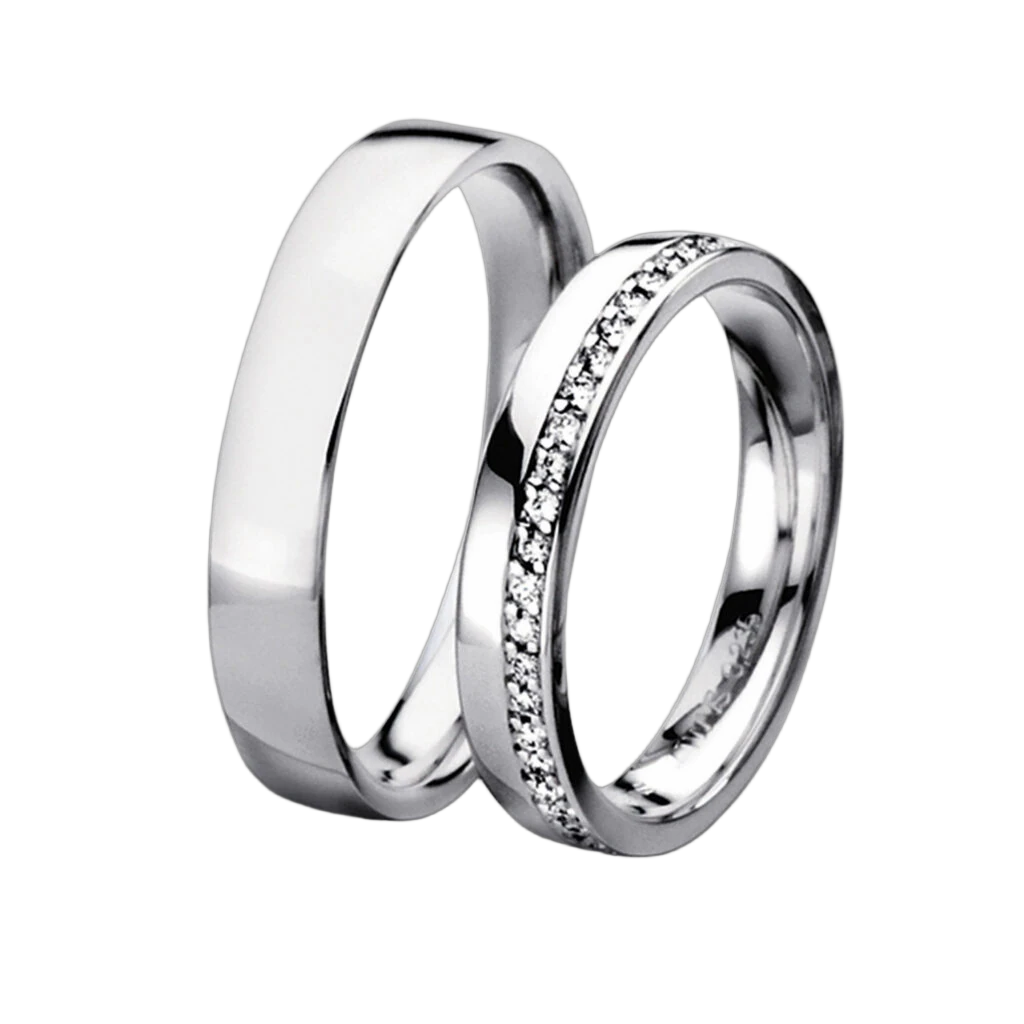 Furrer Jacot Wedding Ring Set 750 White Gold | 24 Brilliant-Cut Diamonds