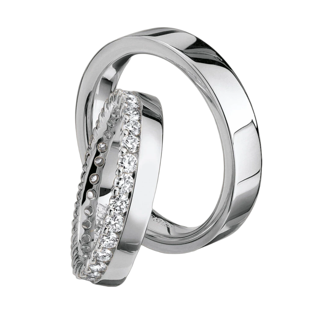 Furrer Jacot Wedding Ring Set 750 White Gold | 30 Brilliant-Cut Diamonds