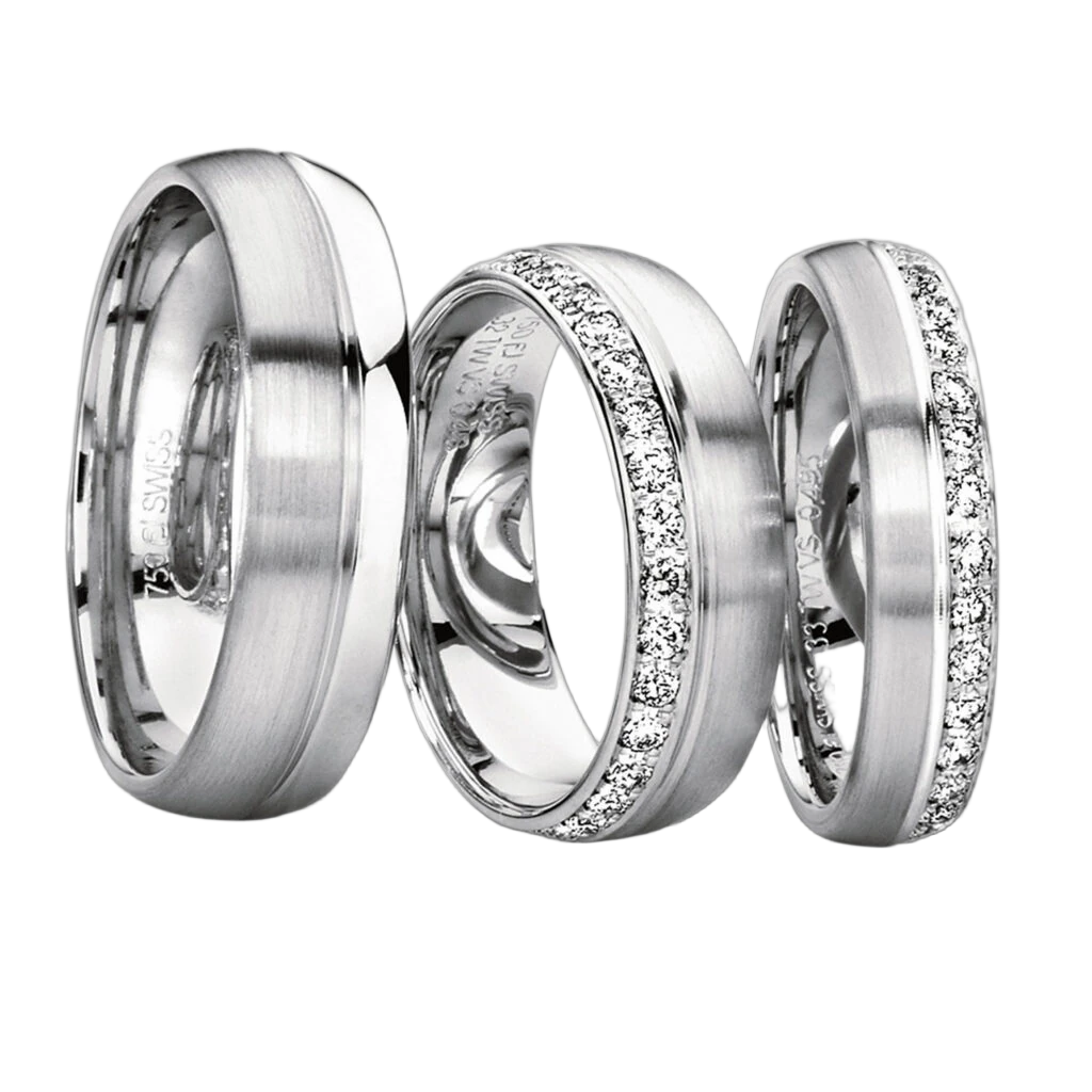 Furrer Jacot Wedding Ring Set 750 White Gold | 32 Brilliant-Cut Diamonds